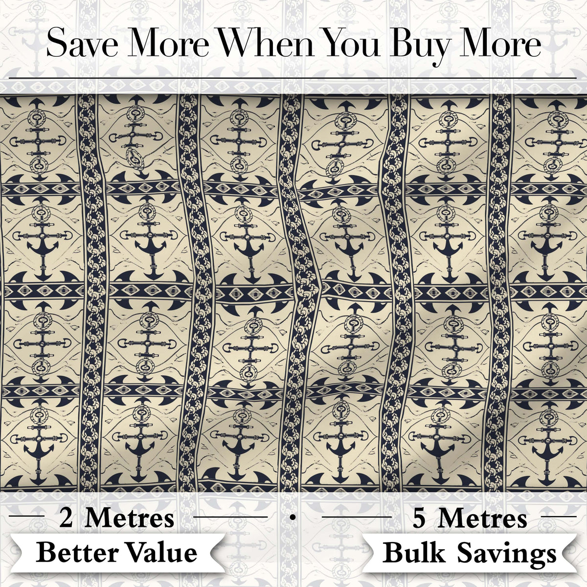 Nautical Anchor Stripe Seamless Pattern Classic Marine Vintage Design Digital Print Fabric by the Metre UK Sewing Quilting Textile