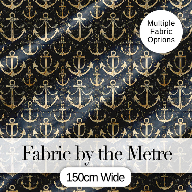 Vintage Anchor Rope Maritime Seamless Pattern Rustic Nautical Design Digital Print Fabric by the Metre UK Sewing Quilting Textile