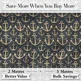 Vintage Anchor Rope Maritime Seamless Pattern Rustic Nautical Design Digital Print Fabric by the Metre UK Sewing Quilting Textile