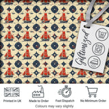 Red Sailboat Compass Seamless Pattern Vintage Nautical Ocean Design Digital Print Fabric by the Metre UK Sewing Quilting Textile