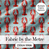 Realistic Red Lobster Seafood Seamless Pattern Marine Ocean Food Theme Digital Print Fabric by the Metre UK Sewing Quilting Textile