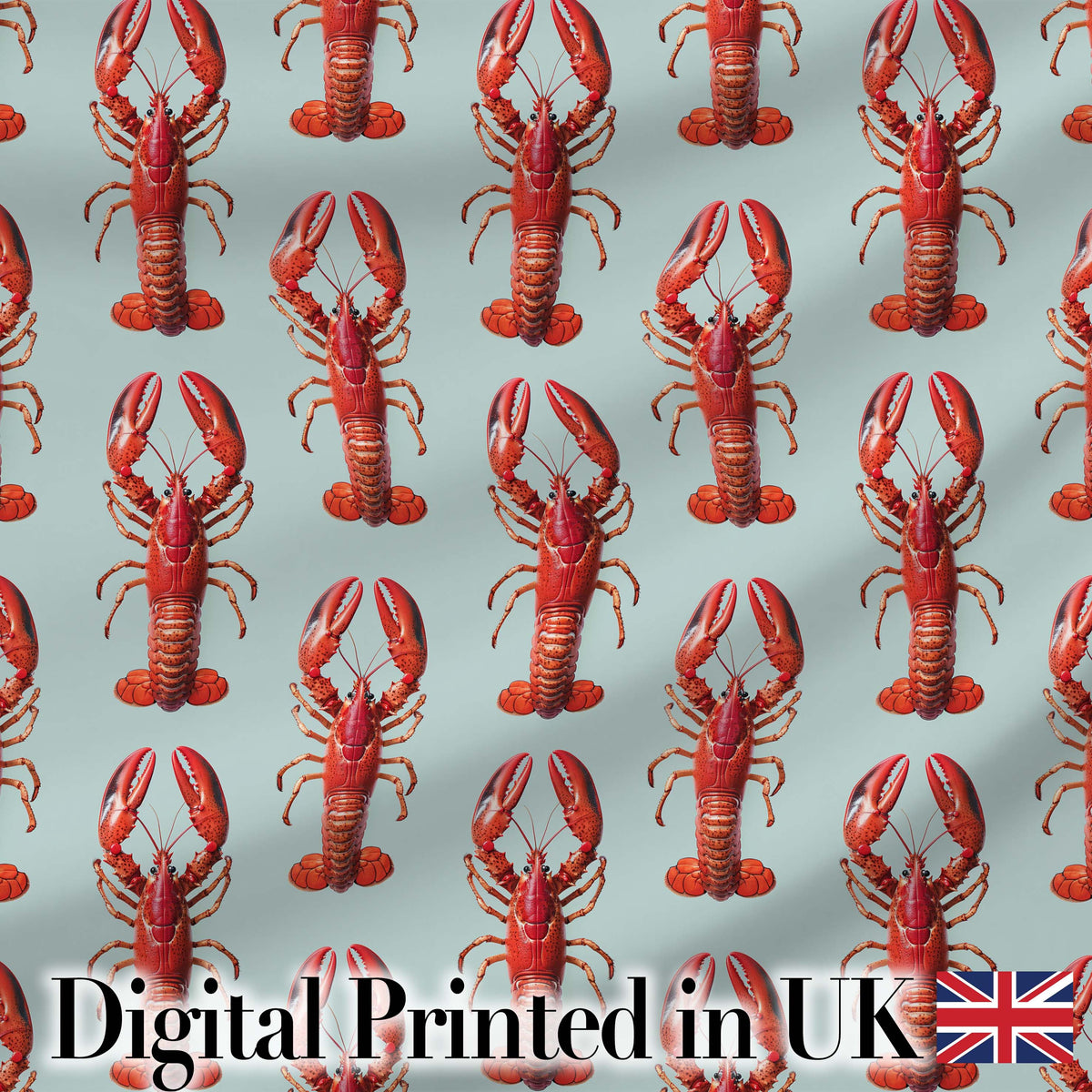 Realistic Red Lobster Seafood Seamless Pattern Marine Ocean Food Theme Digital Print Fabric by the Metre UK Sewing Quilting Textile