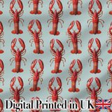 Realistic Red Lobster Seafood Seamless Pattern Marine Ocean Food Theme Digital Print Fabric by the Metre UK Sewing Quilting Textile