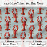 Realistic Red Lobster Seafood Seamless Pattern Marine Ocean Food Theme Digital Print Fabric by the Metre UK Sewing Quilting Textile