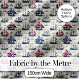 Vintage Sailing Ships Ocean Seamless Pattern Classic Nautical Maritime Design Digital Print Fabric by the Metre UK Sewing Quilting Textile