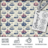 Vintage Sailing Ships Ocean Seamless Pattern Classic Nautical Maritime Design Digital Print Fabric by the Metre UK Sewing Quilting Textile