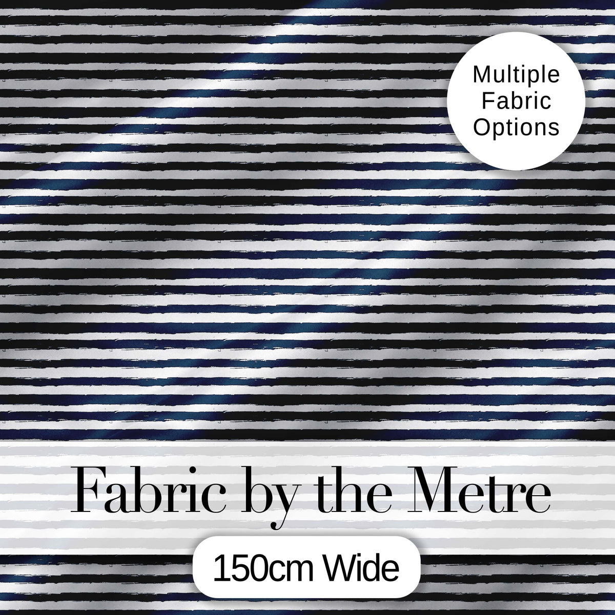 Navy Blue White Stripe Seamless Pattern Classic Nautical Fabric Design Digital Print Fabric by the Metre UK Sewing Quilting Textile