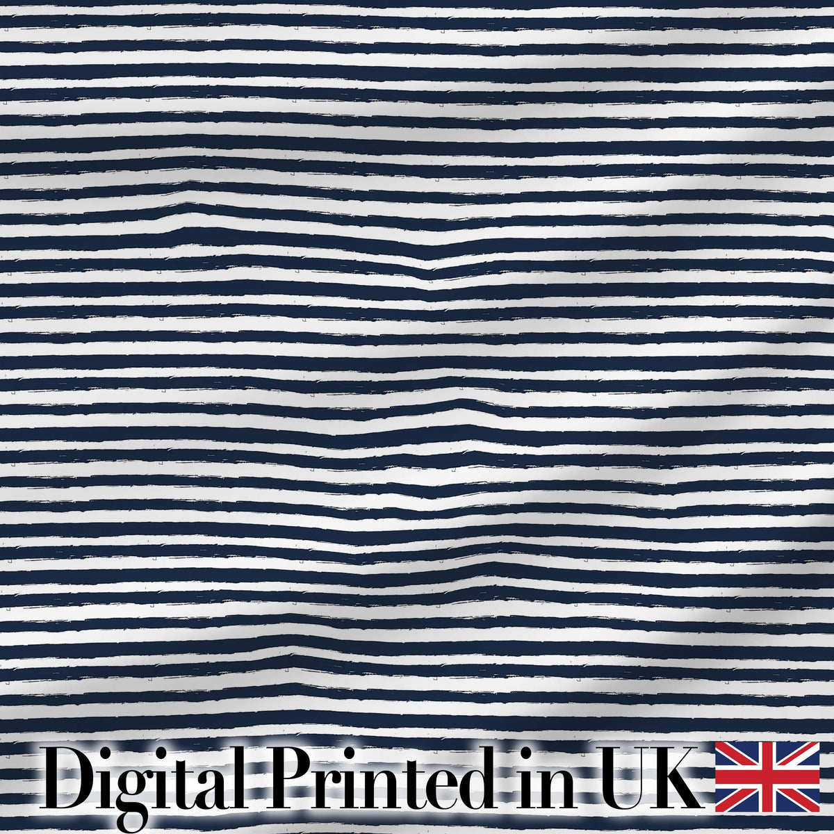Navy Blue White Stripe Seamless Pattern Classic Nautical Fabric Design Digital Print Fabric by the Metre UK Sewing Quilting Textile