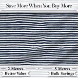 Navy Blue White Stripe Seamless Pattern Classic Nautical Fabric Design Digital Print Fabric by the Metre UK Sewing Quilting Textile