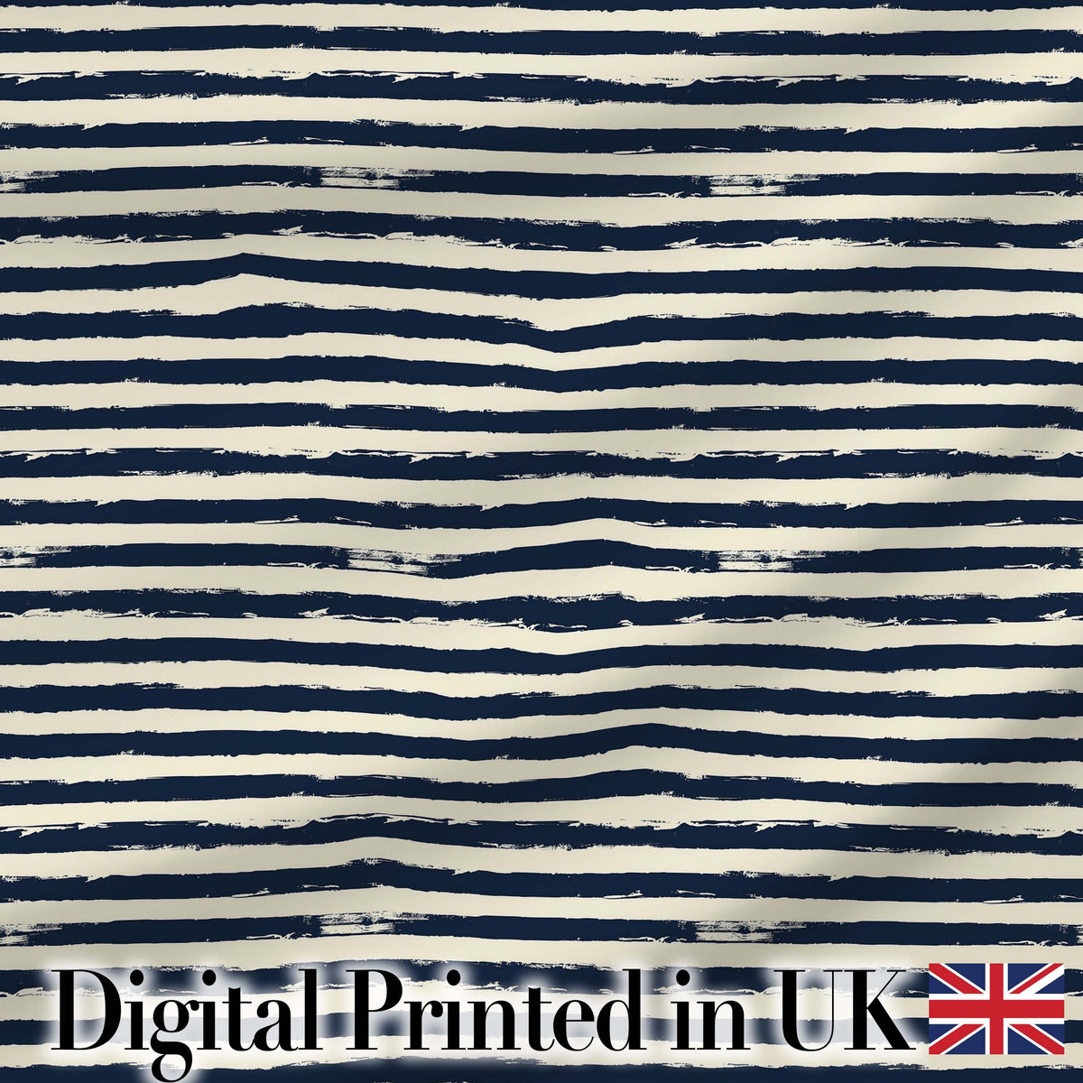 Navy Cream Brush Stripe Seamless Pattern Modern Nautical Textile Design Digital Print Fabric by the Metre UK Sewing Quilting Textile
