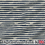 Navy Cream Brush Stripe Seamless Pattern Modern Nautical Textile Design Digital Print Fabric by the Metre UK Sewing Quilting Textile