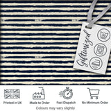 Navy Cream Brush Stripe Seamless Pattern Modern Nautical Textile Design Digital Print Fabric by the Metre UK Sewing Quilting Textile