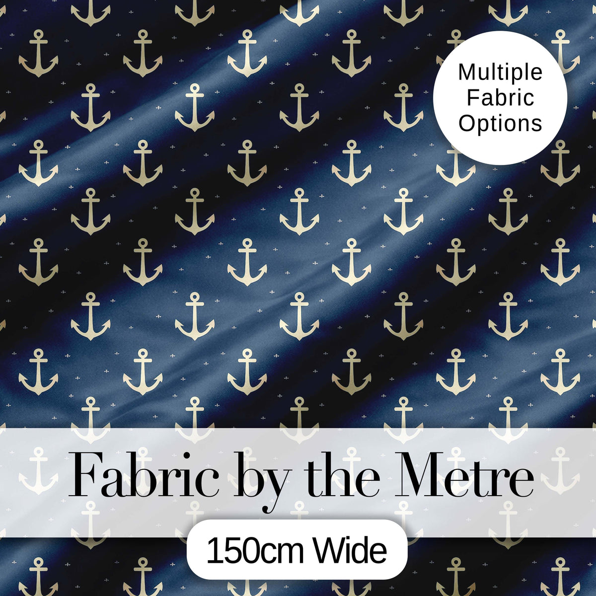 Classic Anchor Navy Seamless Pattern Minimal Nautical Marine Theme Digital Print Fabric by the Metre UK Sewing Quilting Textile