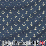 Classic Anchor Navy Seamless Pattern Minimal Nautical Marine Theme Digital Print Fabric by the Metre UK Sewing Quilting Textile