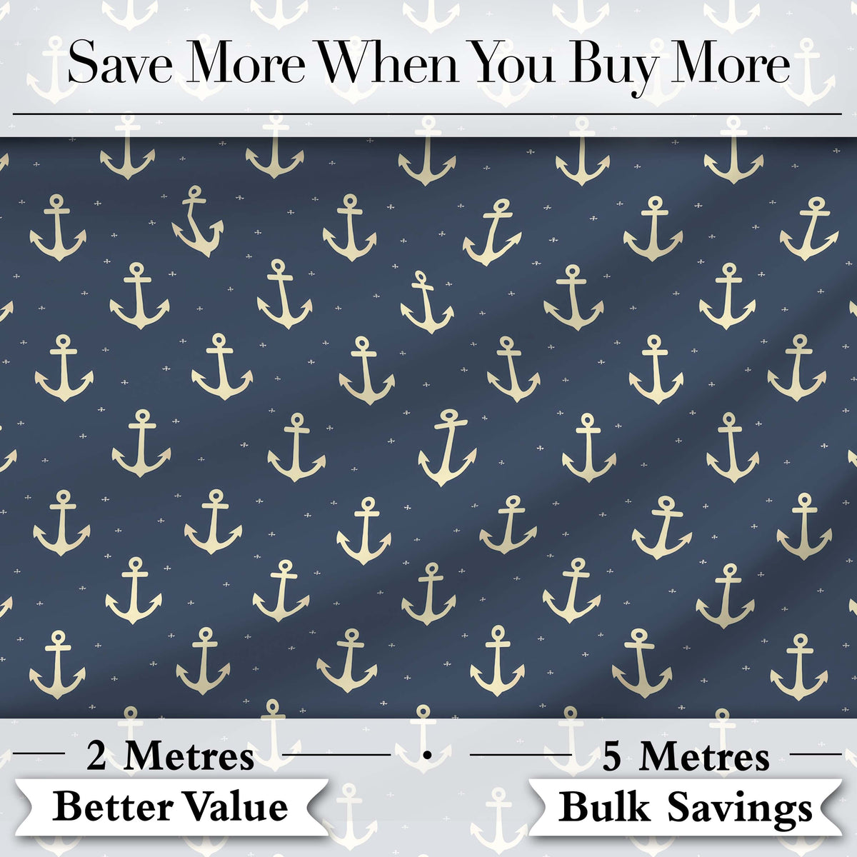 Classic Anchor Navy Seamless Pattern Minimal Nautical Marine Theme Digital Print Fabric by the Metre UK Sewing Quilting Textile