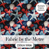 Vintage Starfish Seashell Ocean Coastal Marine Life Seamless Pattern Digital Print Fabric by the Metre UK Sewing Quilting Textile