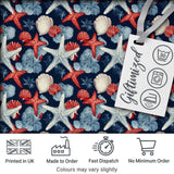 Vintage Starfish Seashell Ocean Coastal Marine Life Seamless Pattern Digital Print Fabric by the Metre UK Sewing Quilting Textile
