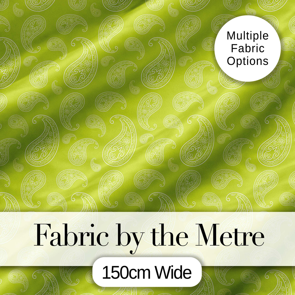 Green Paisley Floral Seamless Pattern Elegant Decorative Textile Design Digital Print Fabric by the Metre UK Sewing Quilting Textile