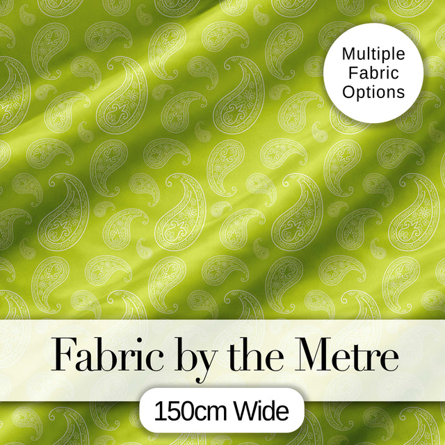 Green Paisley Floral Seamless Pattern Elegant Decorative Textile Design Digital Print Fabric by the Metre UK Sewing Quilting Textile