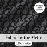 Black White Paisley Bandana Style Seamless Pattern Classic Ornamental Fabric Digital Print Fabric by the Metre UK Sewing Quilting Textile