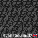 Black White Paisley Bandana Style Seamless Pattern Classic Ornamental Fabric Digital Print Fabric by the Metre UK Sewing Quilting Textile