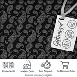 Black White Paisley Bandana Style Seamless Pattern Classic Ornamental Fabric Digital Print Fabric by the Metre UK Sewing Quilting Textile