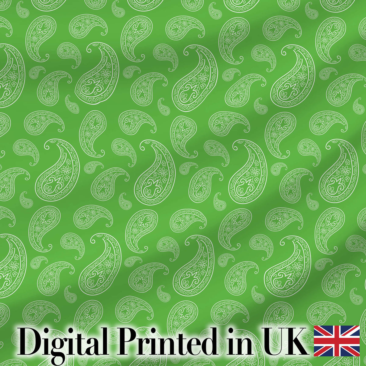 Green Paisley Bandana Floral Ornamental Seamless Pattern Fabric Design Digital Print Fabric by the Metre UK Sewing Quilting Textile