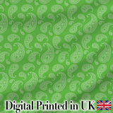 Green Paisley Bandana Floral Ornamental Seamless Pattern Fabric Design Digital Print Fabric by the Metre UK Sewing Quilting Textile