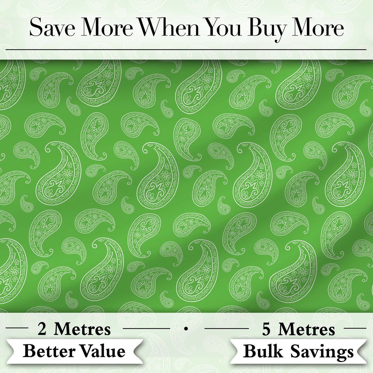 Green Paisley Bandana Floral Ornamental Seamless Pattern Fabric Design Digital Print Fabric by the Metre UK Sewing Quilting Textile