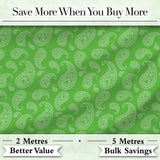 Green Paisley Bandana Floral Ornamental Seamless Pattern Fabric Design Digital Print Fabric by the Metre UK Sewing Quilting Textile