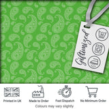Green Paisley Bandana Floral Ornamental Seamless Pattern Fabric Design Digital Print Fabric by the Metre UK Sewing Quilting Textile