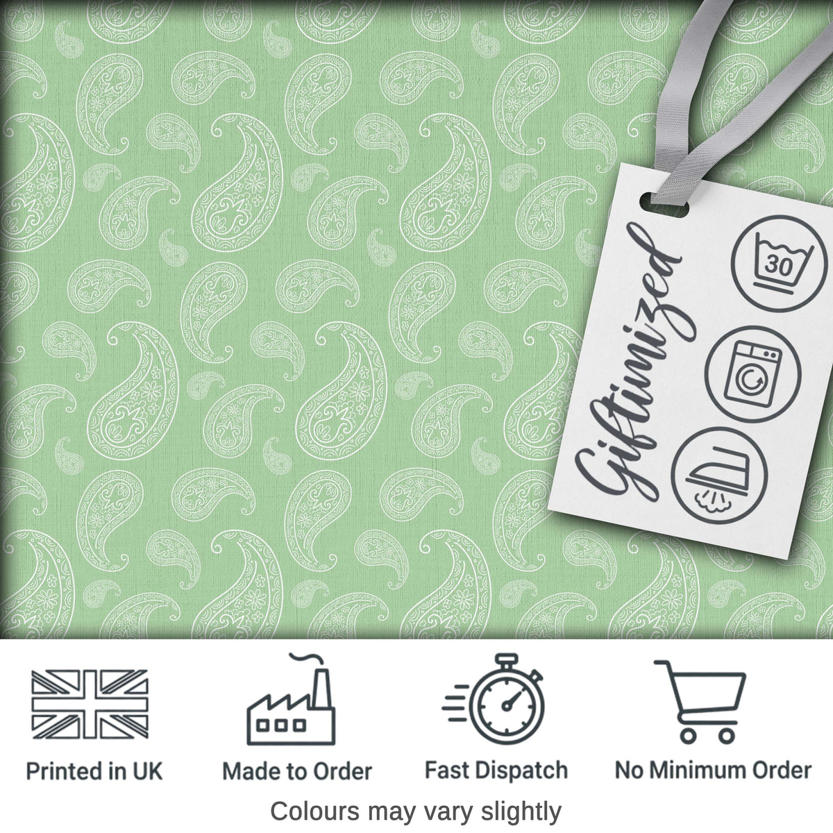 Soft Mint Paisley Vintage Floral Seamless Pattern Textile Design Digital Print Fabric by the Metre UK Sewing Quilting Textile