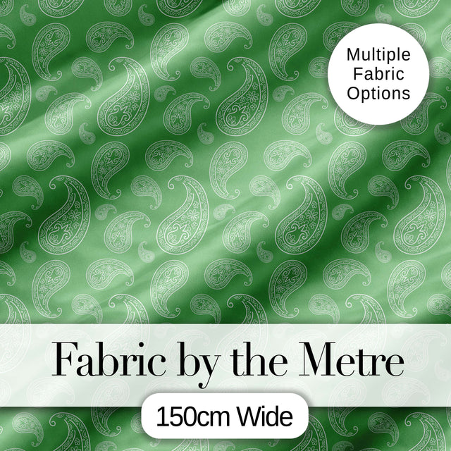 Light Green Paisley Decorative Bandana Style Seamless Pattern Fabric Digital Print Fabric by the Metre UK Sewing Quilting Textile