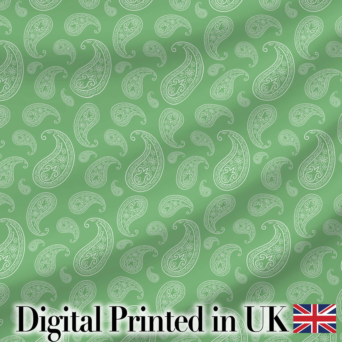 Light Green Paisley Decorative Bandana Style Seamless Pattern Fabric Digital Print Fabric by the Metre UK Sewing Quilting Textile