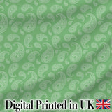 Light Green Paisley Decorative Bandana Style Seamless Pattern Fabric Digital Print Fabric by the Metre UK Sewing Quilting Textile