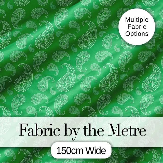 Bright Green Paisley Classic Ornamental Seamless Pattern Textile Digital Print Fabric by the Metre UK Sewing Quilting Textile