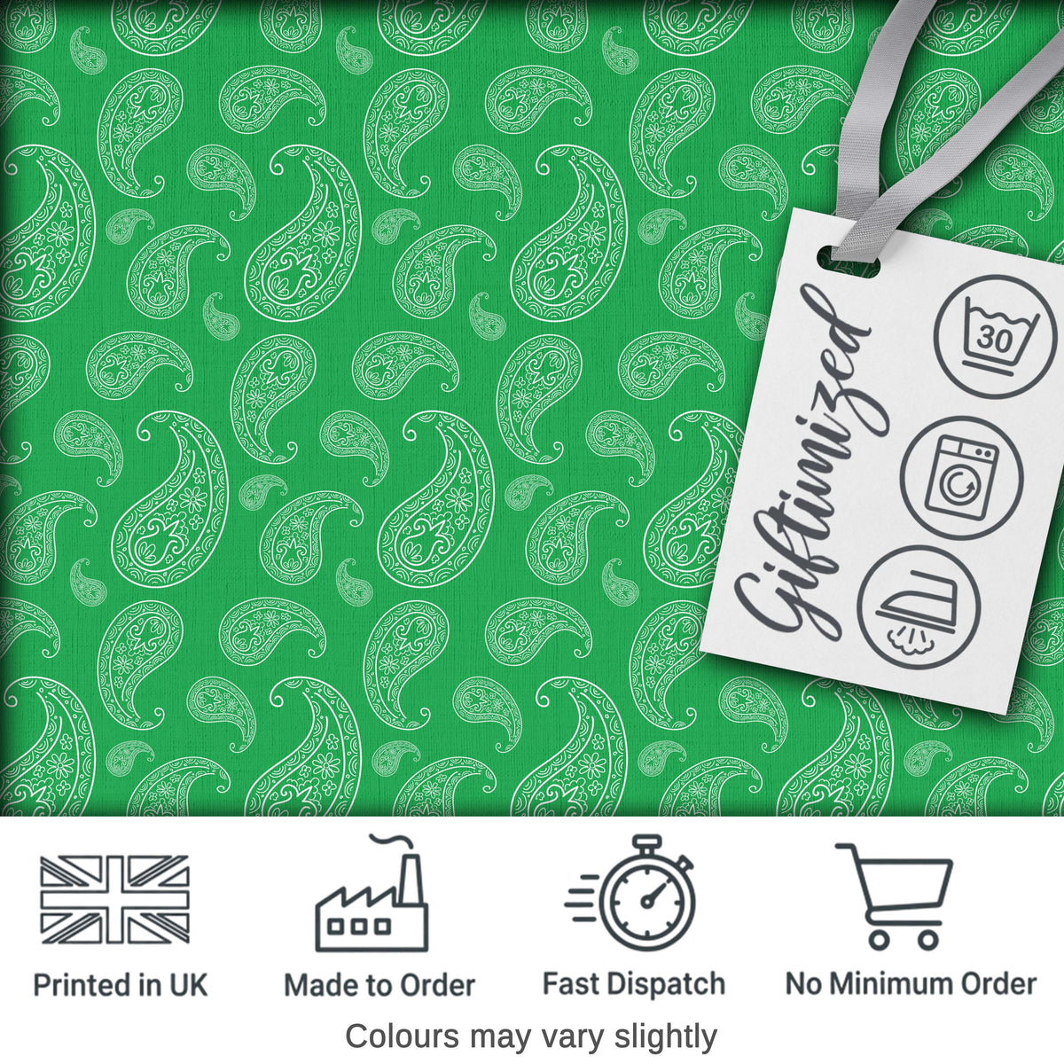 Bright Green Paisley Classic Ornamental Seamless Pattern Textile Digital Print Fabric by the Metre UK Sewing Quilting Textile