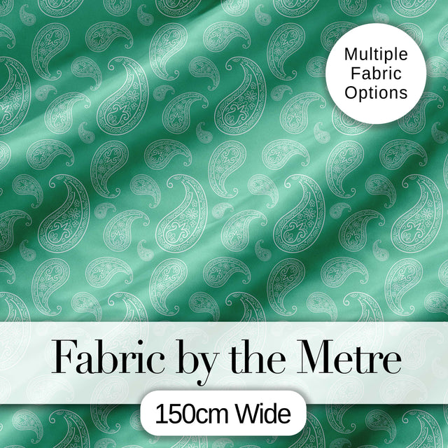 Turquoise Paisley Ornamental Bandana Seamless Pattern Fabric Digital Print Fabric by the Metre UK Sewing Quilting Textile