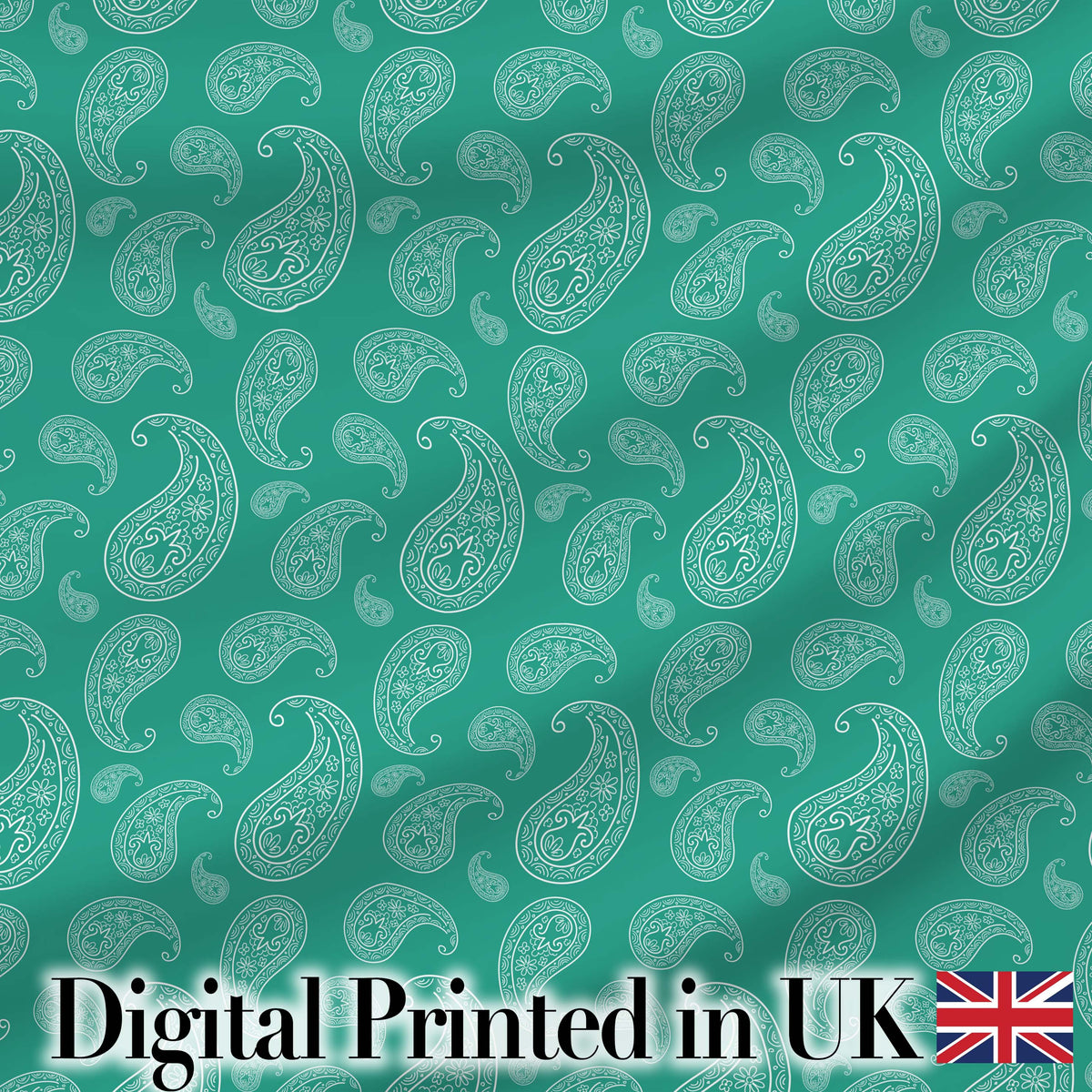Dark Teal Paisley Classic Floral Seamless Pattern Textile Design Digital Print Fabric by the Metre UK Sewing Quilting Textile