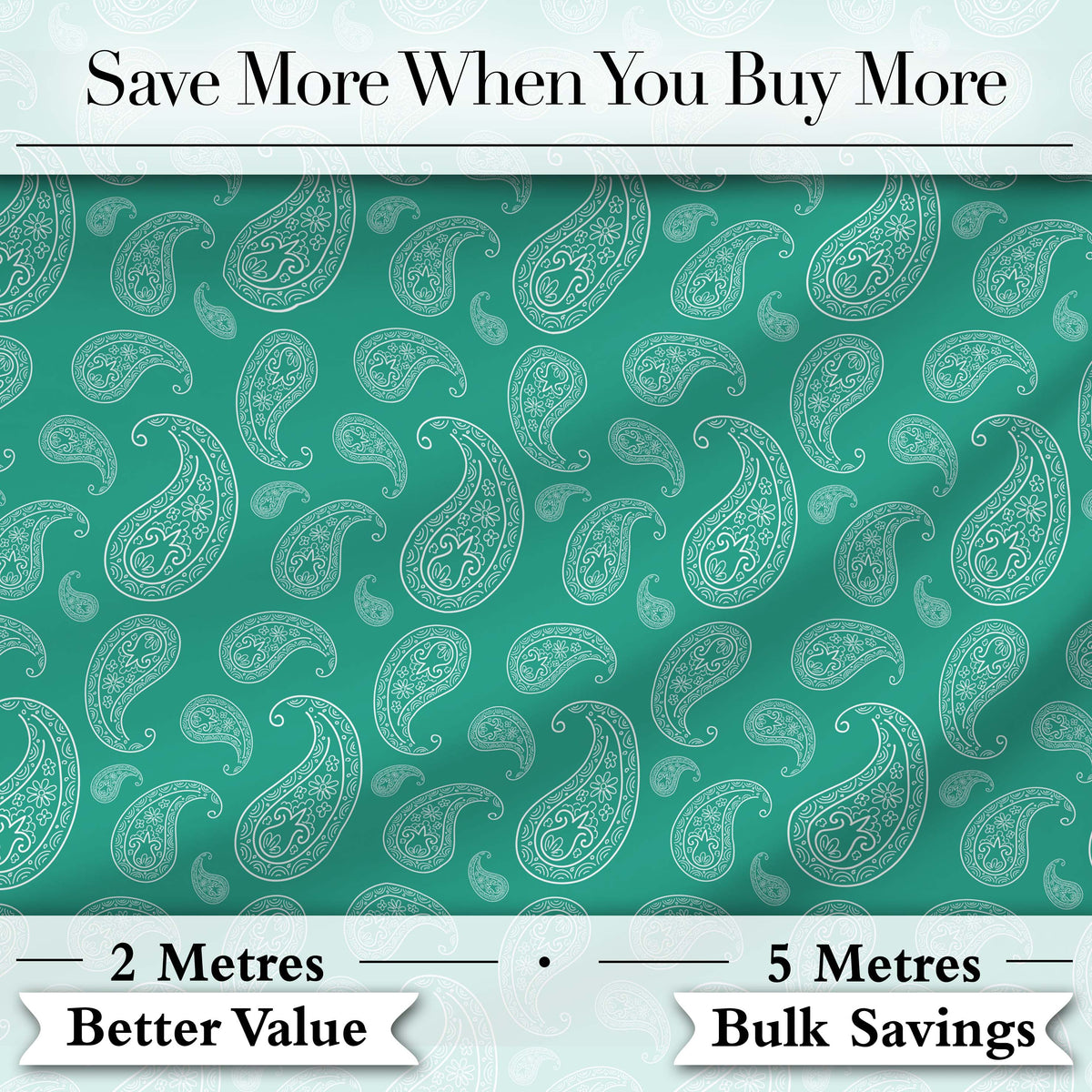 Dark Teal Paisley Classic Floral Seamless Pattern Textile Design Digital Print Fabric by the Metre UK Sewing Quilting Textile