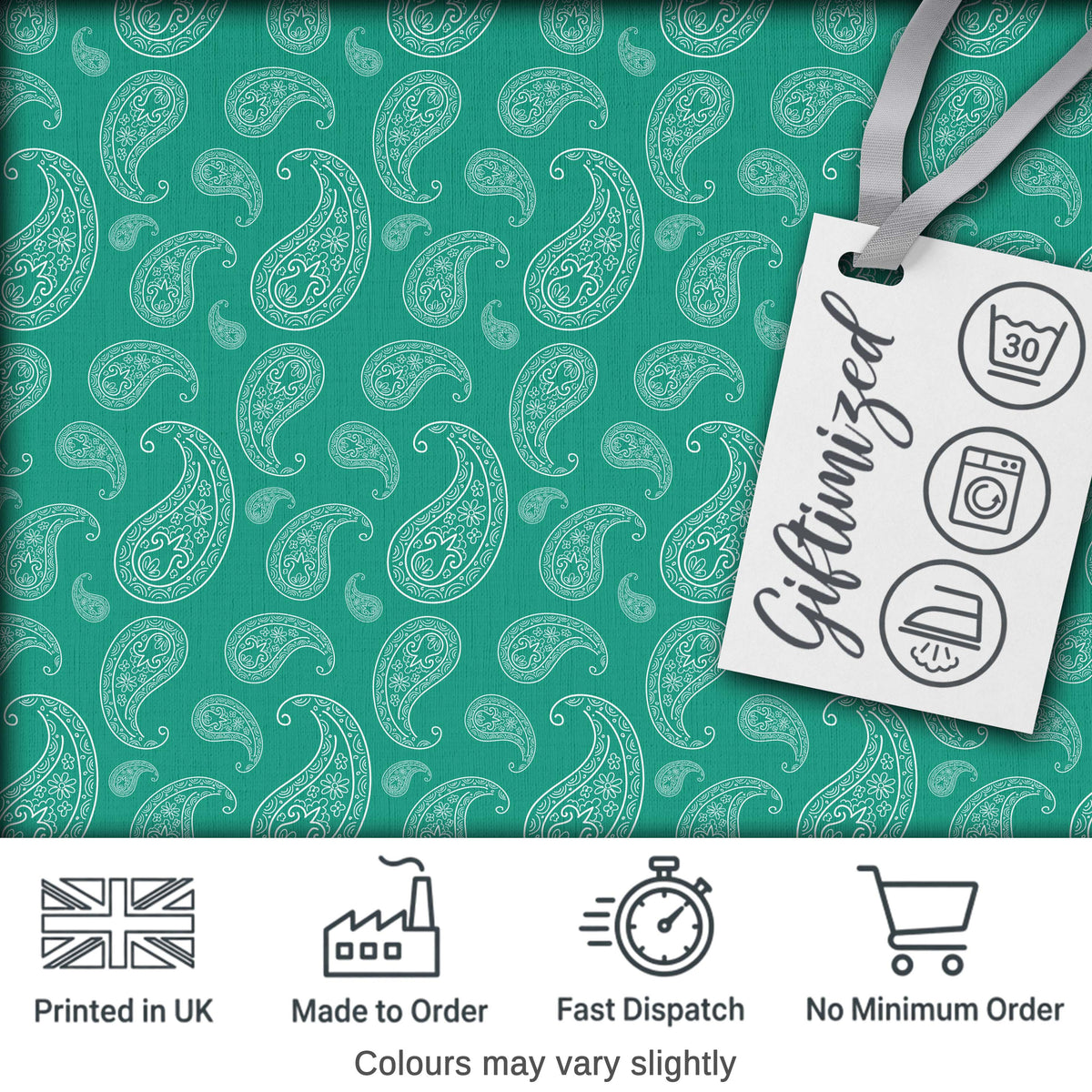 Dark Teal Paisley Classic Floral Seamless Pattern Textile Design Digital Print Fabric by the Metre UK Sewing Quilting Textile
