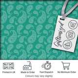 Dark Teal Paisley Classic Floral Seamless Pattern Textile Design Digital Print Fabric by the Metre UK Sewing Quilting Textile