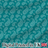 Teal Paisley Ornamental Floral Seamless Pattern Fabric Design Digital Print Fabric by the Metre UK Sewing Quilting Textile