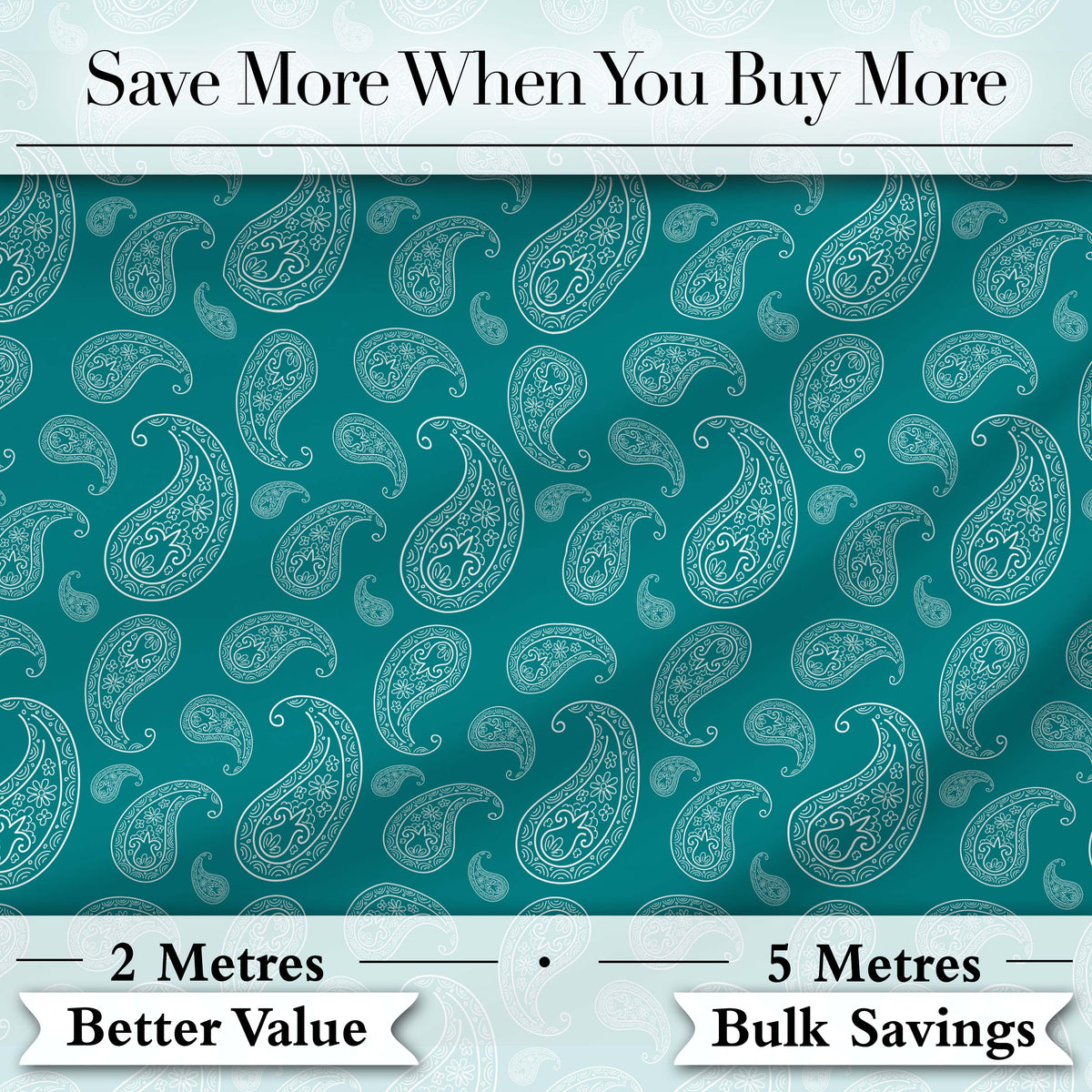 Teal Paisley Ornamental Floral Seamless Pattern Fabric Design Digital Print Fabric by the Metre UK Sewing Quilting Textile