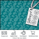 Teal Paisley Ornamental Floral Seamless Pattern Fabric Design Digital Print Fabric by the Metre UK Sewing Quilting Textile