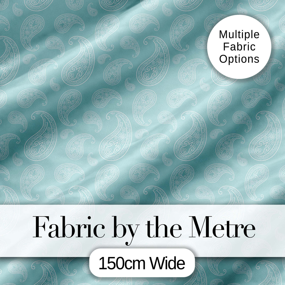 Soft Aqua Paisley Decorative Bandana Seamless Pattern Textile Design Digital Print Fabric by the Metre UK Sewing Quilting Textile
