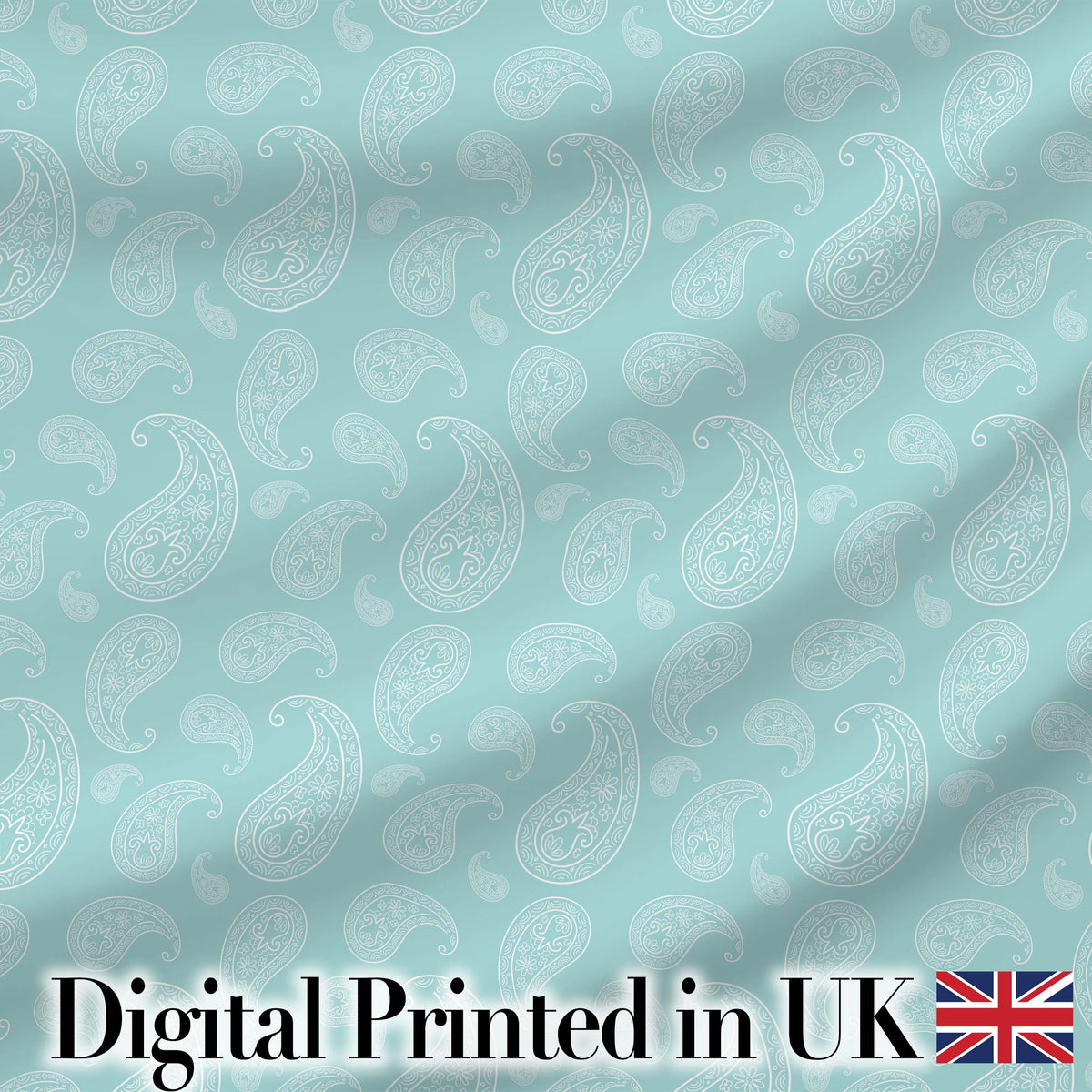 Soft Aqua Paisley Decorative Bandana Seamless Pattern Textile Design Digital Print Fabric by the Metre UK Sewing Quilting Textile