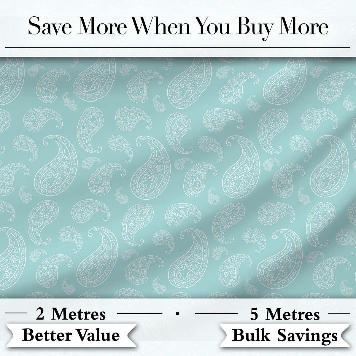 Soft Aqua Paisley Decorative Bandana Seamless Pattern Textile Design Digital Print Fabric by the Metre UK Sewing Quilting Textile