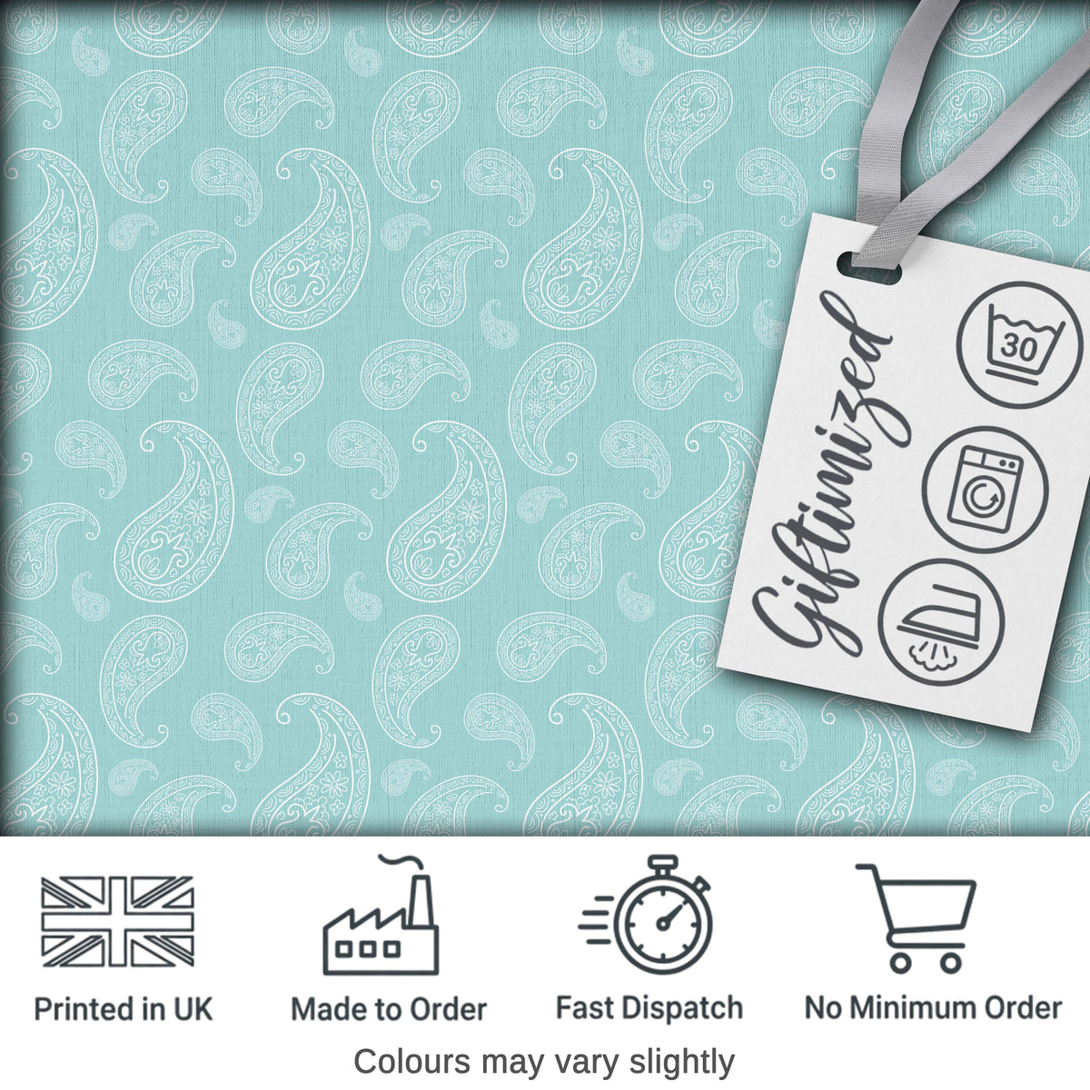 Soft Aqua Paisley Decorative Bandana Seamless Pattern Textile Design Digital Print Fabric by the Metre UK Sewing Quilting Textile