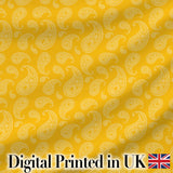 Yellow Paisley Bandana Style Seamless Pattern Ornamental Fabric Digital Print Fabric by the Metre UK Sewing Quilting Textile